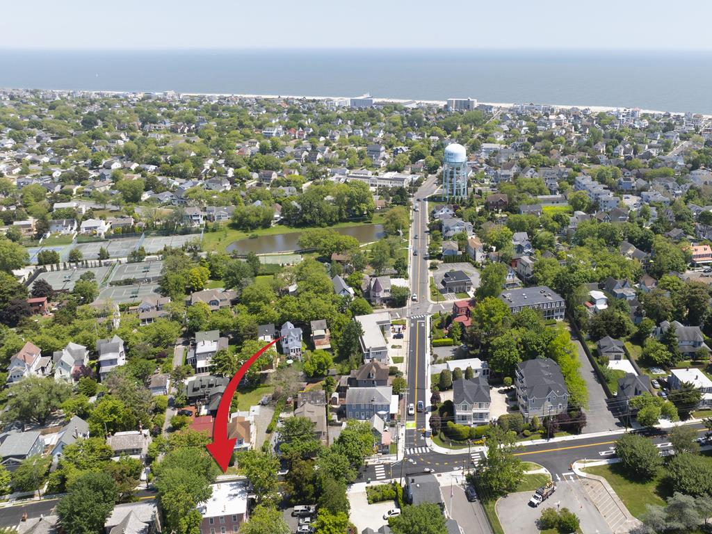 Drone Shot Looking Toward Lifeguarded Ocean Beaches