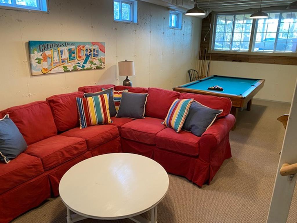 Pool Table and TV area in Basement